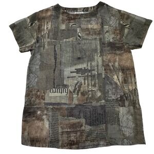 Pennyblack Newspaper Print Mesh Top Sheer Italy Made Y2K Grunge 90s Cyber Sz 40